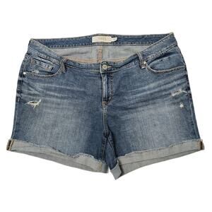 Torrid Womens Denim Shorts Distressed Cuffed Rolled Hem Size 20 Beach Stretchy